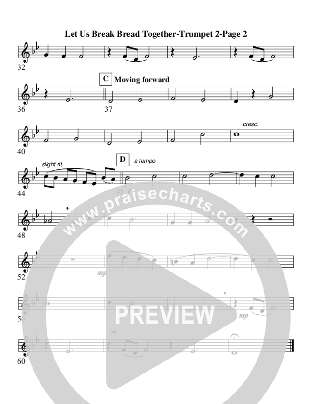 Let Us Break Bread Together (Instrumental) Trumpet 2 (AnderKamp Music)