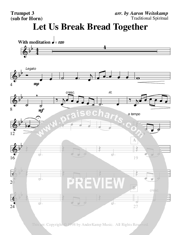 Let Us Break Bread Together (Instrumental) Trumpet 3 (AnderKamp Music)