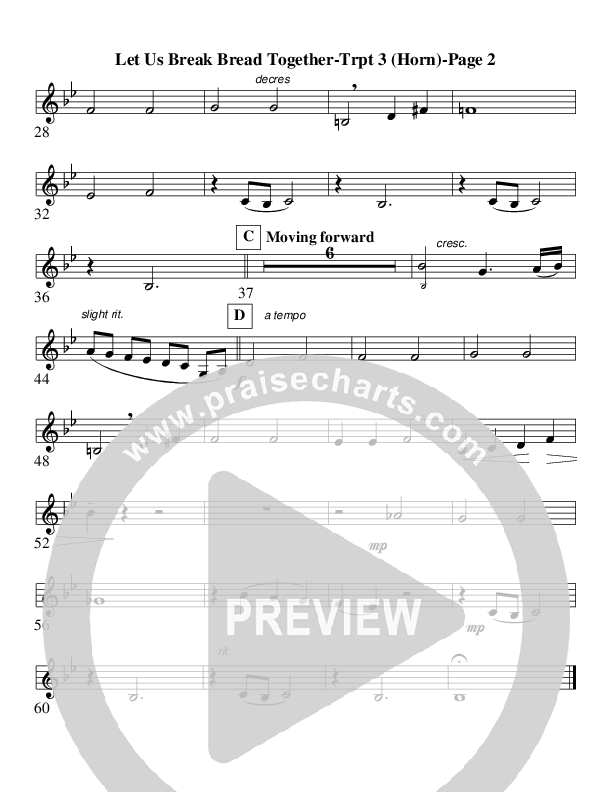 Let Us Break Bread Together (Instrumental) Trumpet 3 (AnderKamp Music)