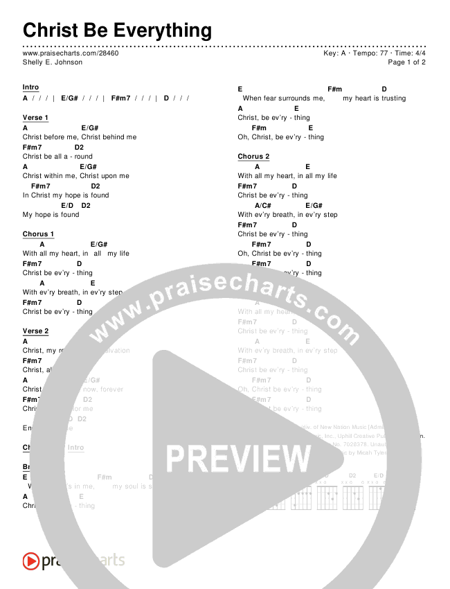 Christ Be Everything Chords & Lyrics (Shelly E. Johnson)