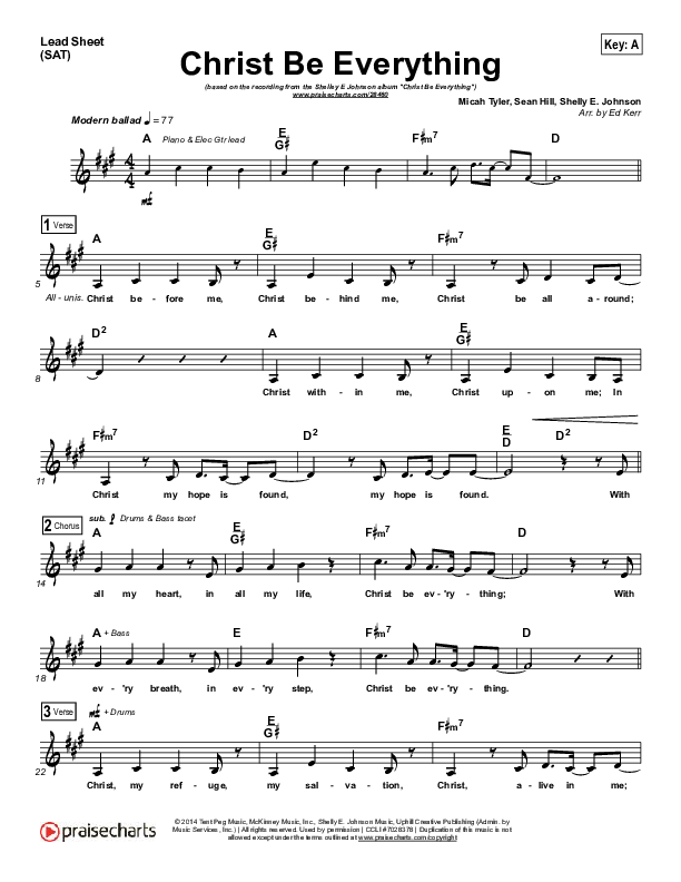Christ Be Everything Lead Sheet (Shelly E. Johnson)