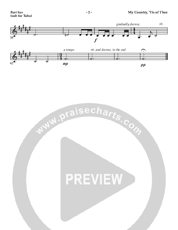 My Country Tis Of Thee (Instrumental) Bari Sax (AnderKamp Music)