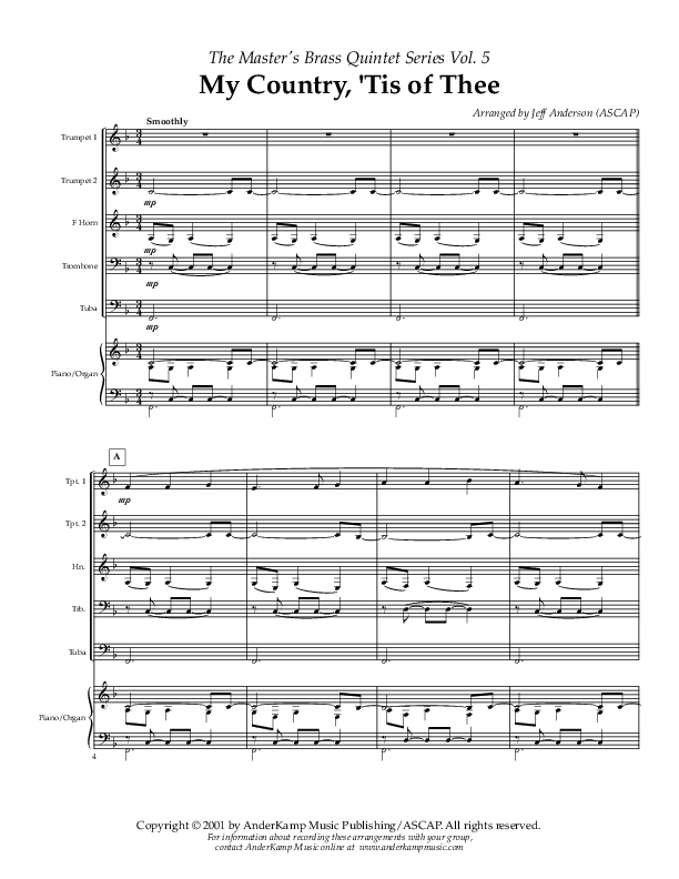 My Country Tis Of Thee (Instrumental) Conductor's Score (AnderKamp Music)