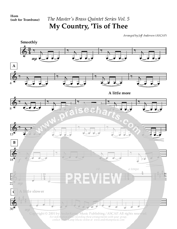 My Country Tis Of Thee (Instrumental) French Horn 2 (AnderKamp Music)