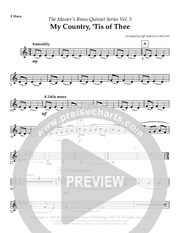 My Country Tis Of Thee (Instrumental) French Horn (AnderKamp Music)