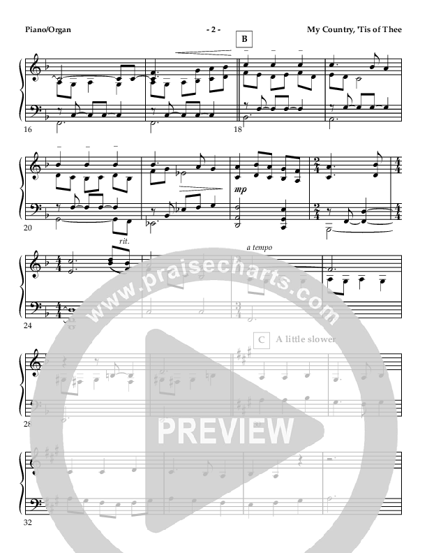 My Country Tis Of Thee (Instrumental) Piano Sheet (AnderKamp Music)