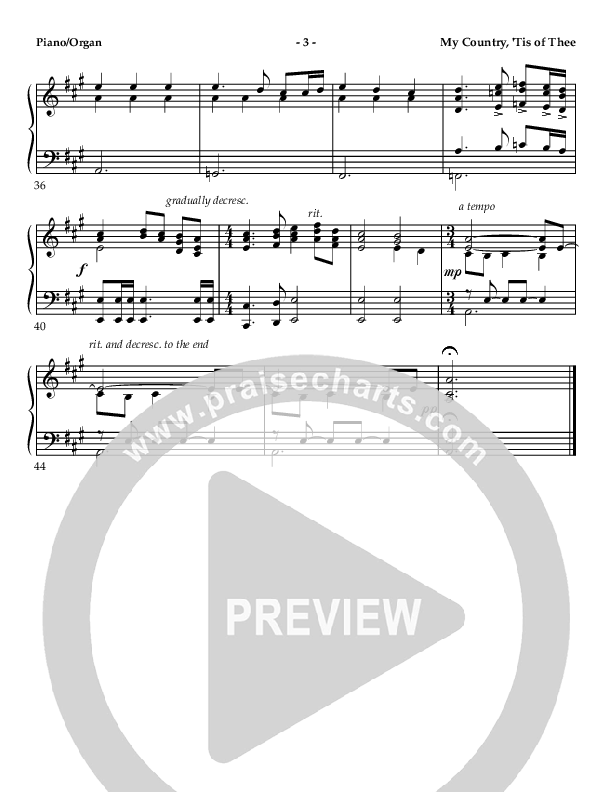 My Country Tis Of Thee (Instrumental) Piano Sheet (AnderKamp Music)