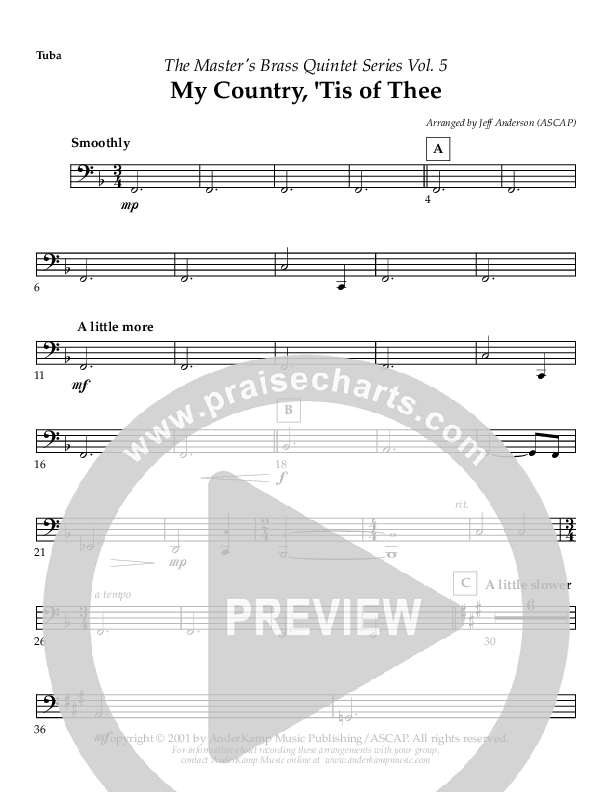 My Country Tis Of Thee (Instrumental) Tuba (AnderKamp Music)