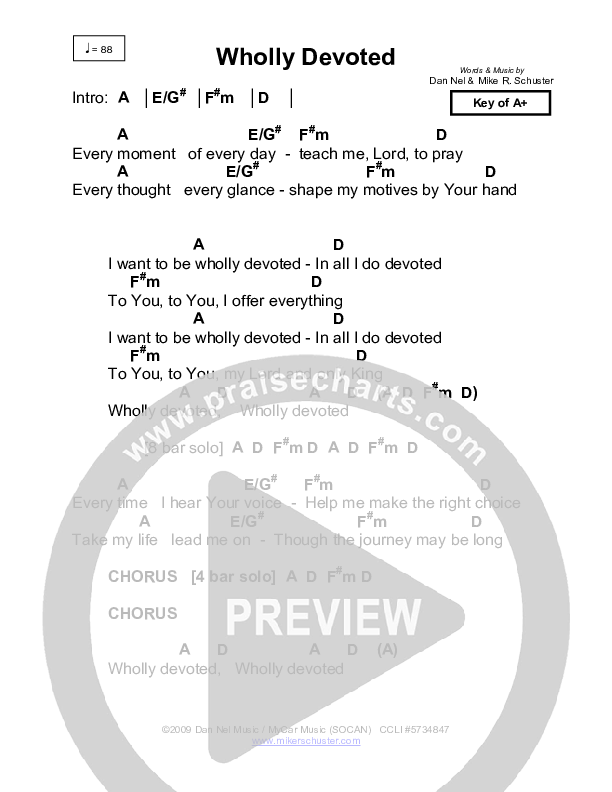 Wholly Devoted Chords & Lyrics (Mike Schuster)