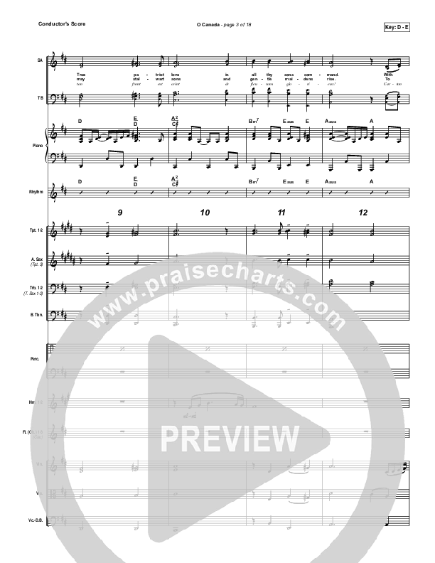 O Canada Conductor's Score (PraiseCharts Band)