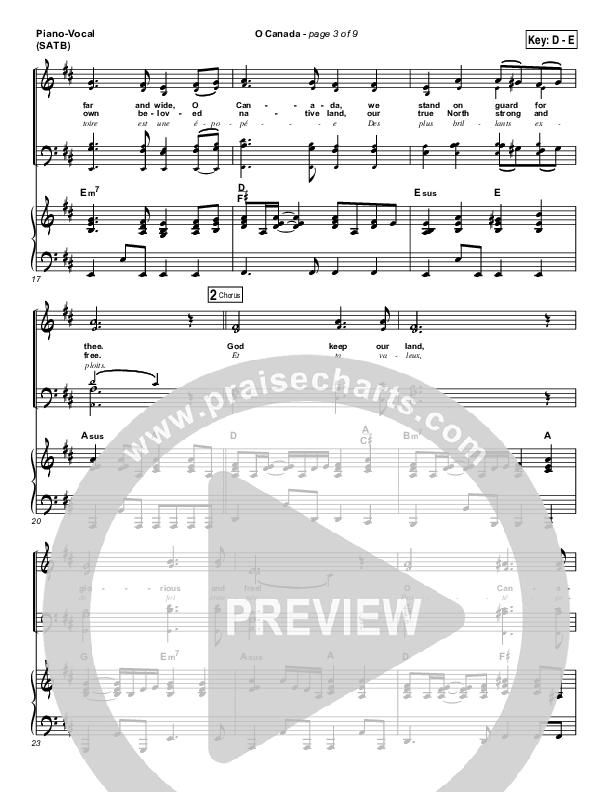O Canada Piano/Vocal (SATB) (PraiseCharts Band)