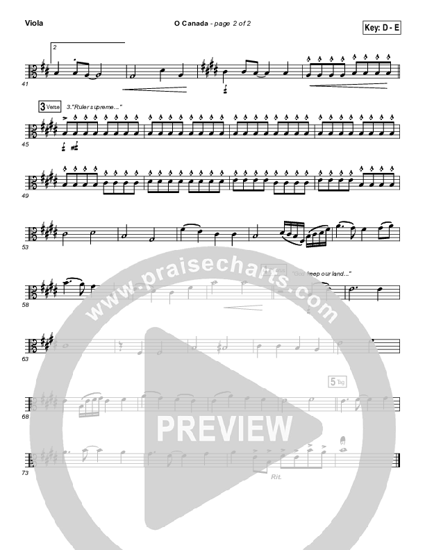 O Canada Viola (PraiseCharts Band)