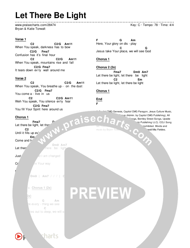 Let There Be Light Chords & Lyrics (Bryan & Katie Torwalt)