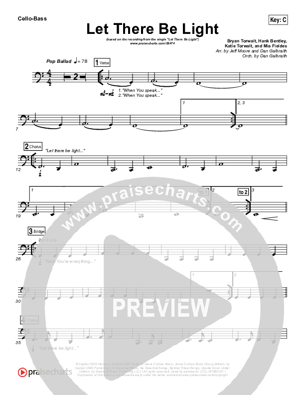 Let There Be Light Cello/Bass (Bryan & Katie Torwalt)