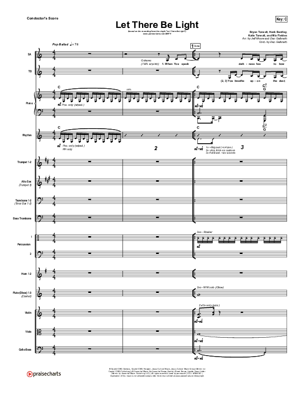 Let There Be Light Conductor's Score (Bryan & Katie Torwalt)