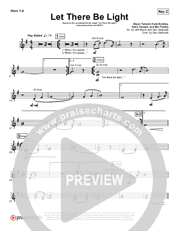 Let There Be Light French Horn 1/2 (Bryan & Katie Torwalt)