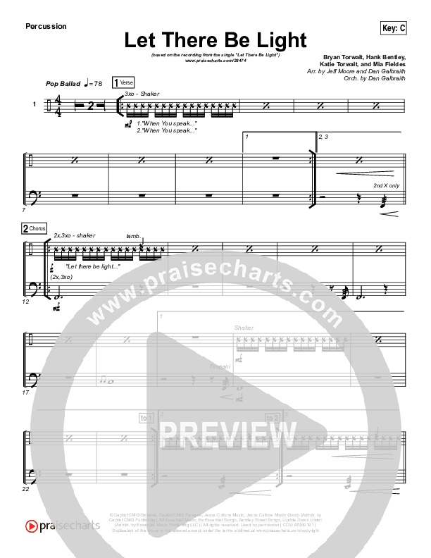 Let There Be Light Percussion (Bryan & Katie Torwalt)