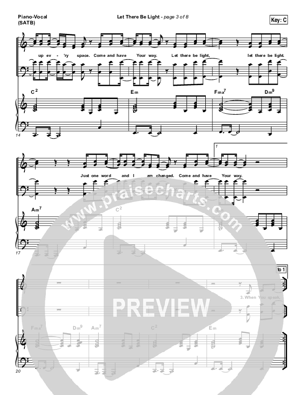 Let There Be Light Piano/Vocal (SATB) (Bryan & Katie Torwalt)