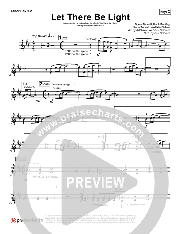 Let There Be Light Tenor Sax 1/2 (Bryan & Katie Torwalt)