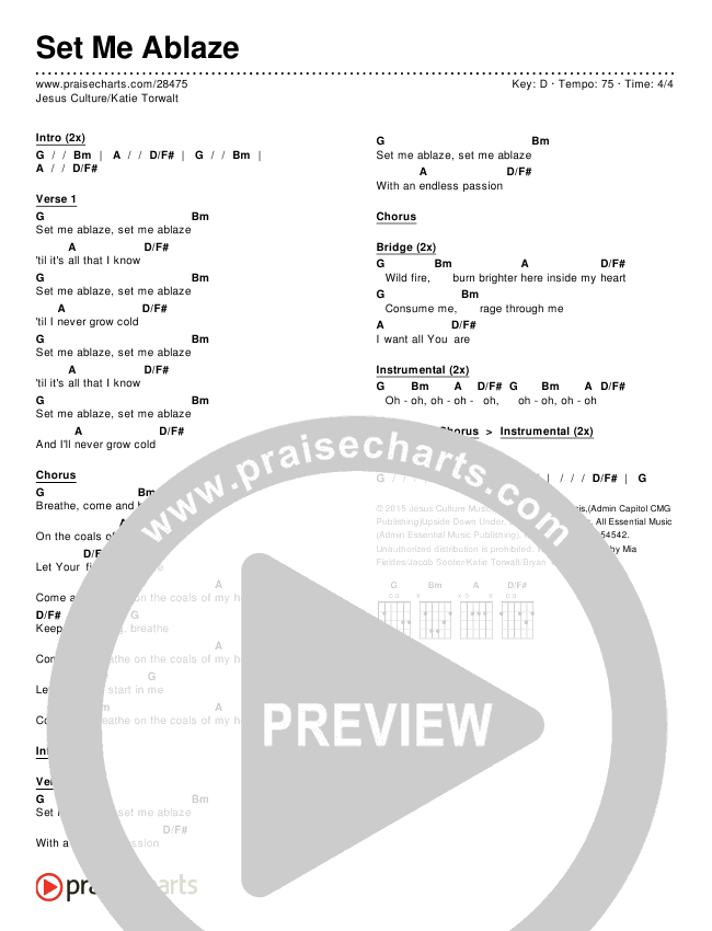 Set Me Ablaze Chords & Lyrics (Jesus Culture / Katie Torwalt)