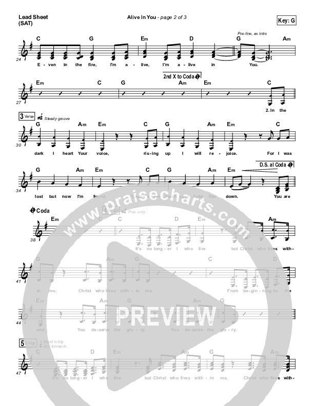 Alive In You Lead Sheet (Jesus Culture / Kim Walker-Smith)