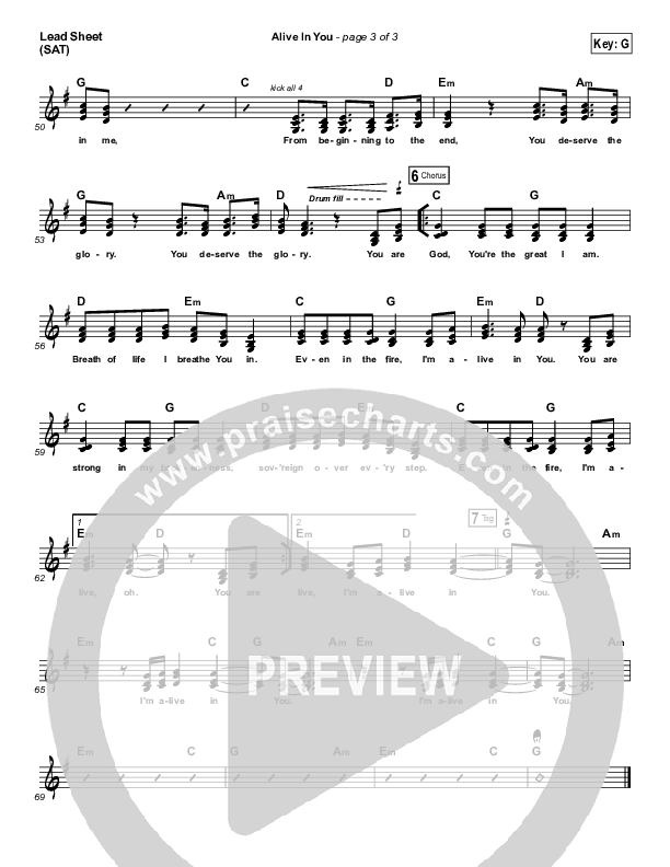 Alive In You Lead Sheet (Jesus Culture / Kim Walker-Smith)