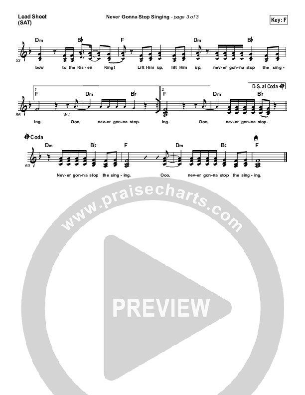 Never Gonna Stop Singing Lead (SAT) (Jesus Culture / Kim Walker-Smith)