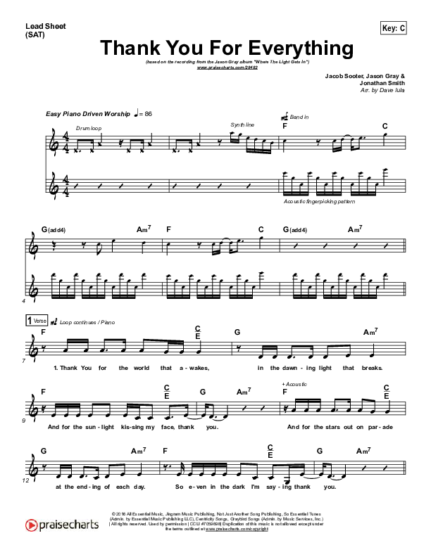 Thank You For Everything Lead (SAT) (Jason Gray)