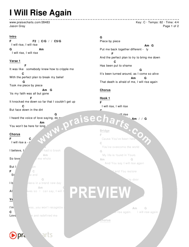 I Will Rise Again Chords & Lyrics (Jason Gray)
