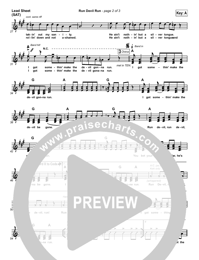Run Devil Run Sheet Music (David Crowder) PraiseCharts