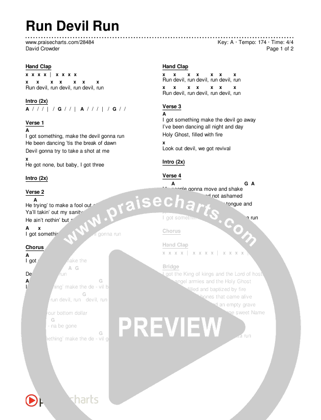 Run Devil Run Chords David Crowder Praisecharts