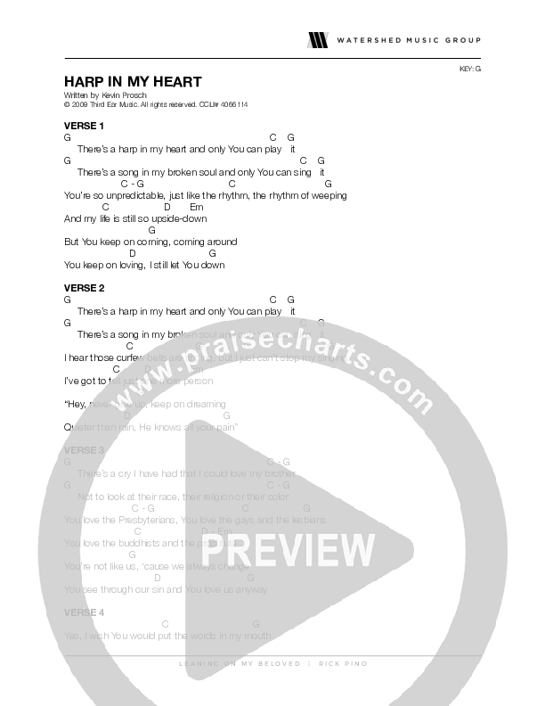 Harp In My Heart Chords & Lyrics (Rick Pino)