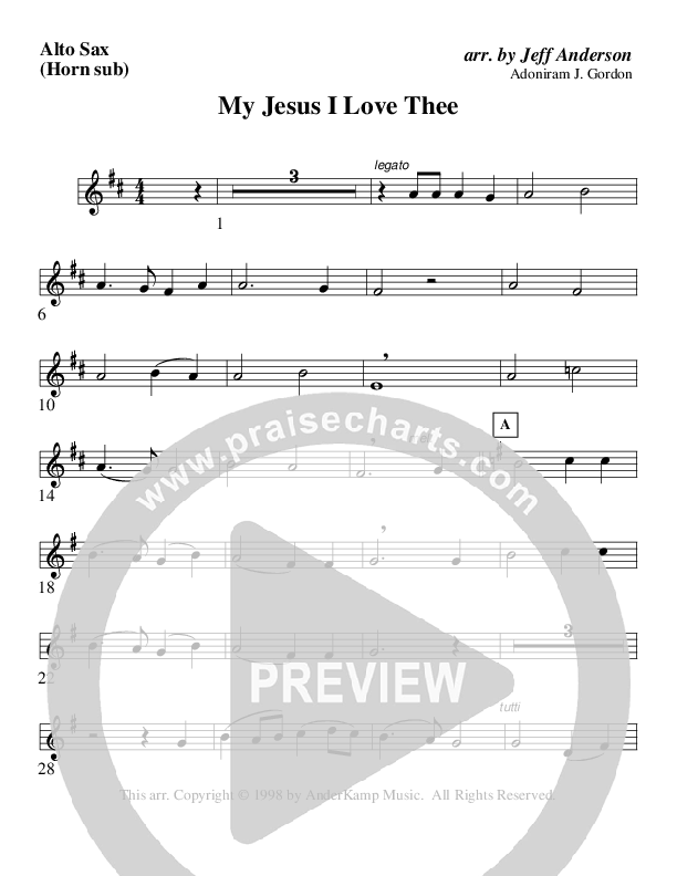 My Jesus I Love Thee (Instrumental) Alto Sax (AnderKamp Music)