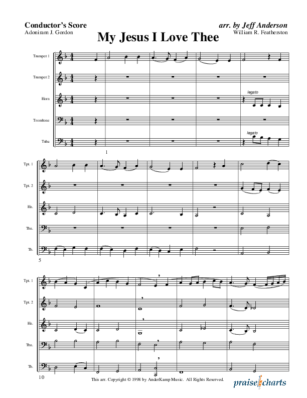 My Jesus I Love Thee (Instrumental) Conductor's Score (AnderKamp Music)