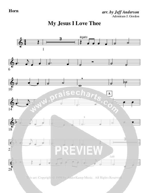 My Jesus I Love Thee (Instrumental) French Horn (AnderKamp Music)