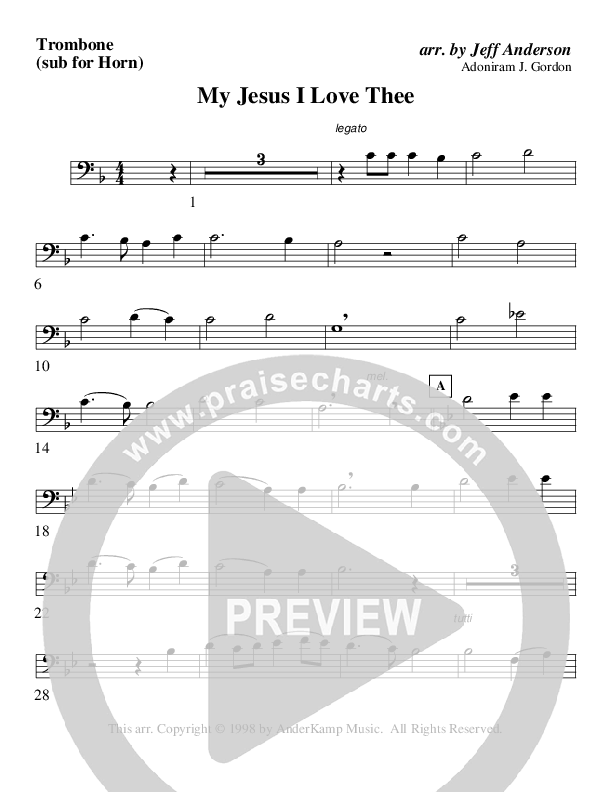 My Jesus I Love Thee (Instrumental) Trombone 1 (AnderKamp Music)