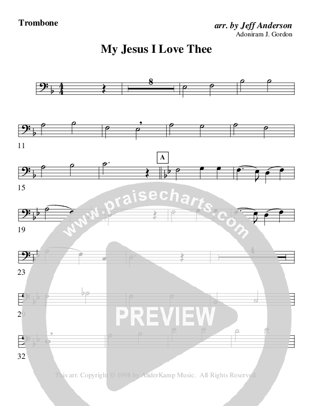 My Jesus I Love Thee (Instrumental) Trombone (AnderKamp Music)