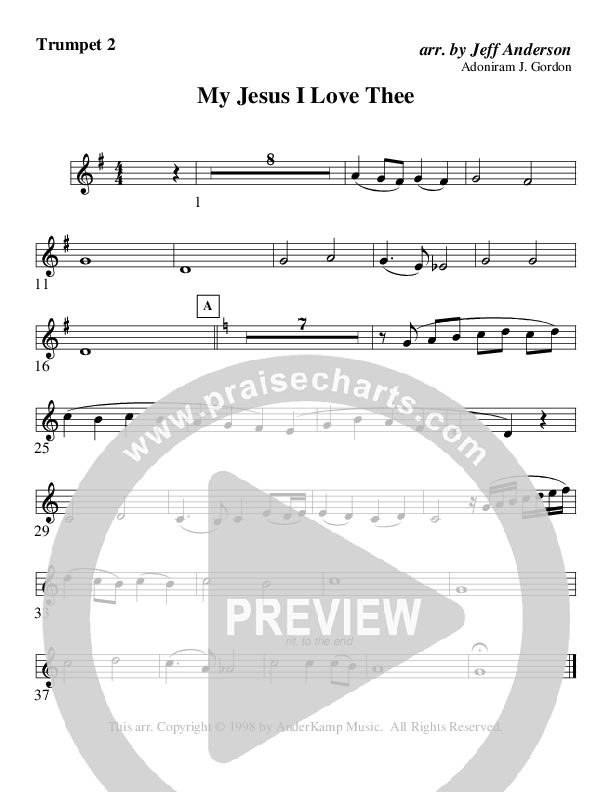 My Jesus I Love Thee (Instrumental) Trumpet 2 (AnderKamp Music)