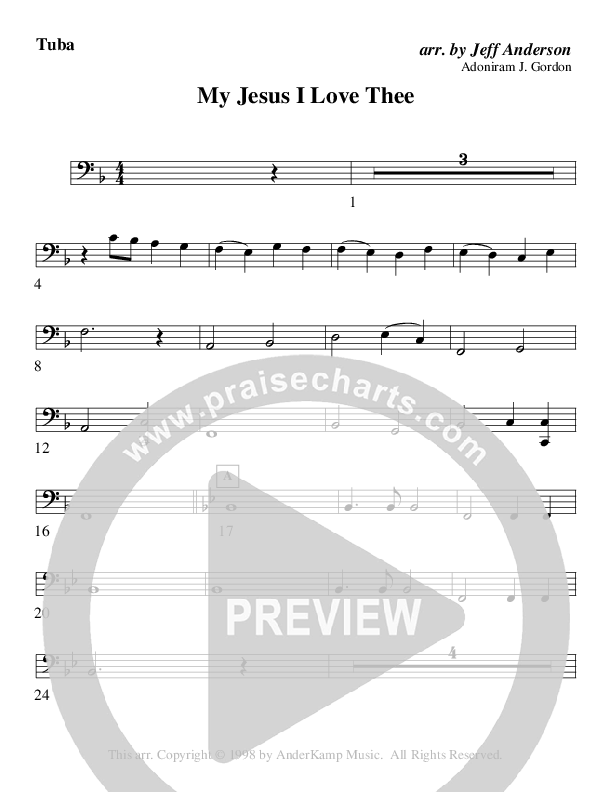 My Jesus I Love Thee (Instrumental) Tuba (AnderKamp Music)