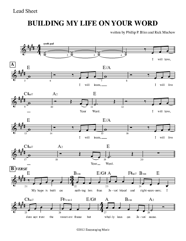 Building My Life On Your Word Lead Sheet (Rick Muchow)