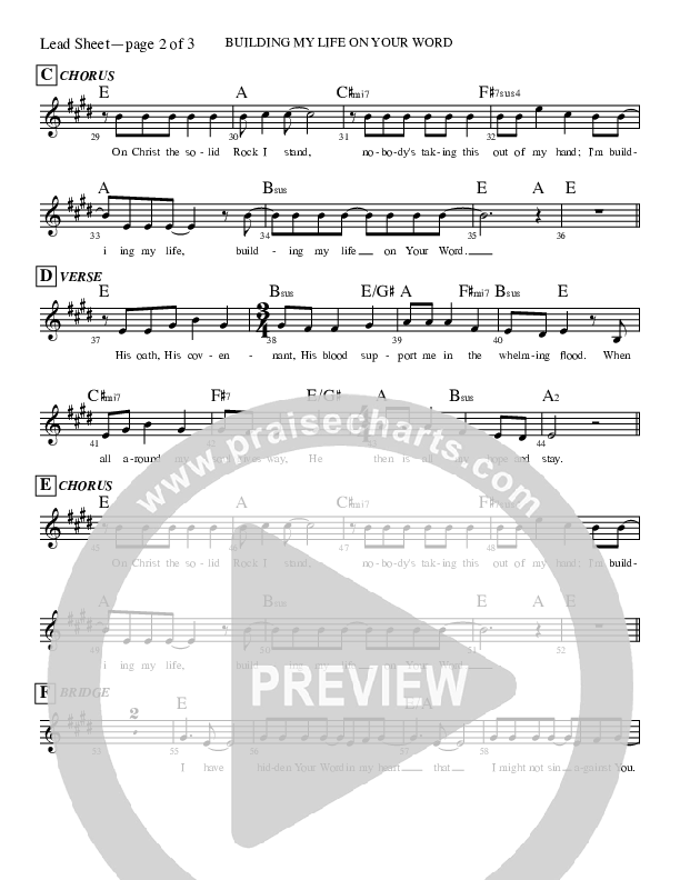 Building My Life On Your Word Lead Sheet (Rick Muchow)