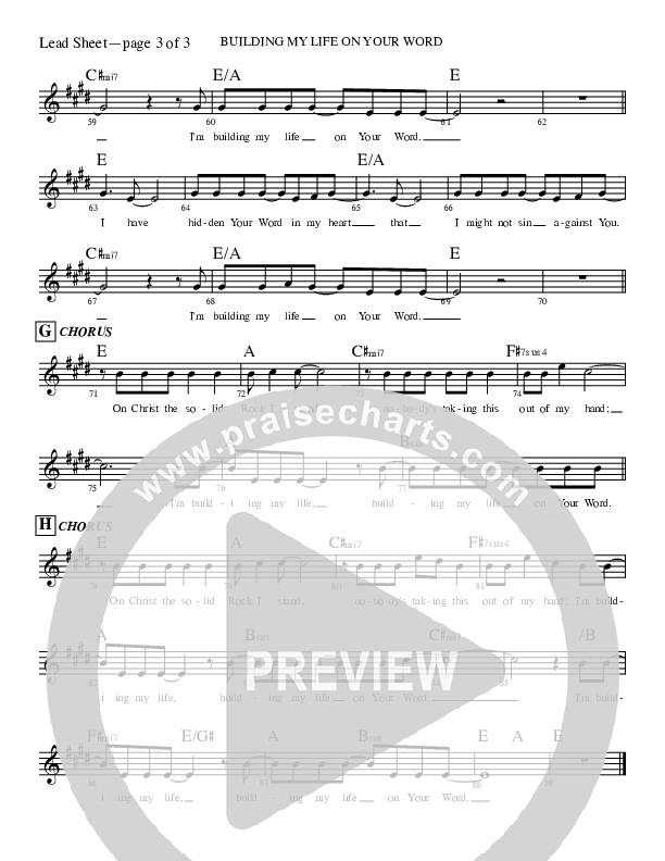 Building My Life On Your Word Lead Sheet (Rick Muchow)