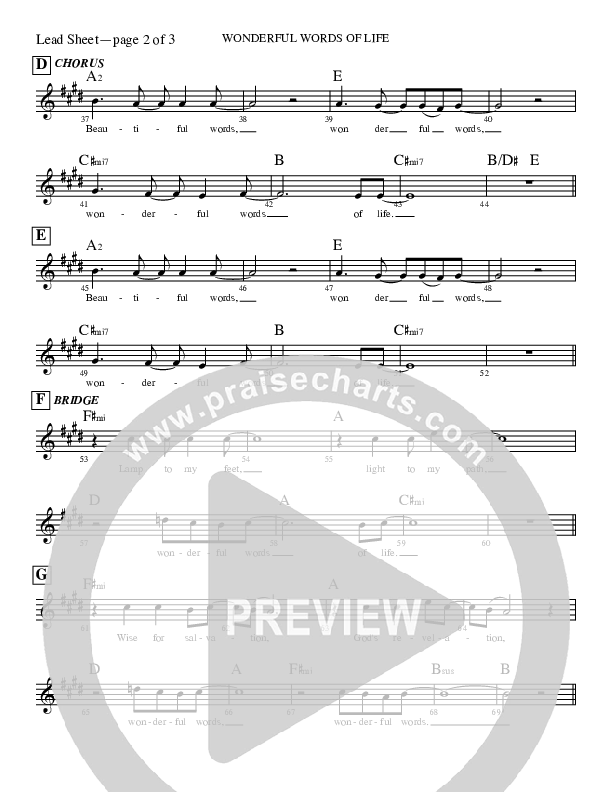 Wonderful Words Of Life Lead Sheet (Rick Muchow)