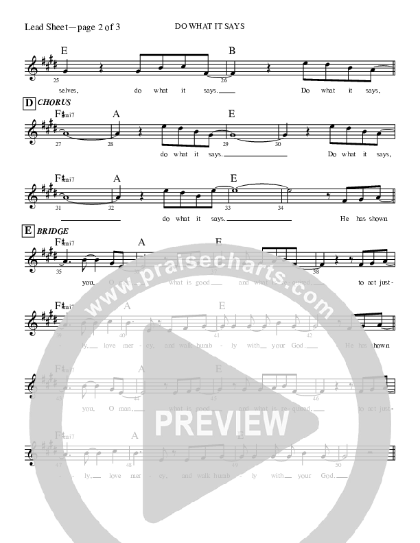 Do What It Says Lead Sheet (Rick Muchow)