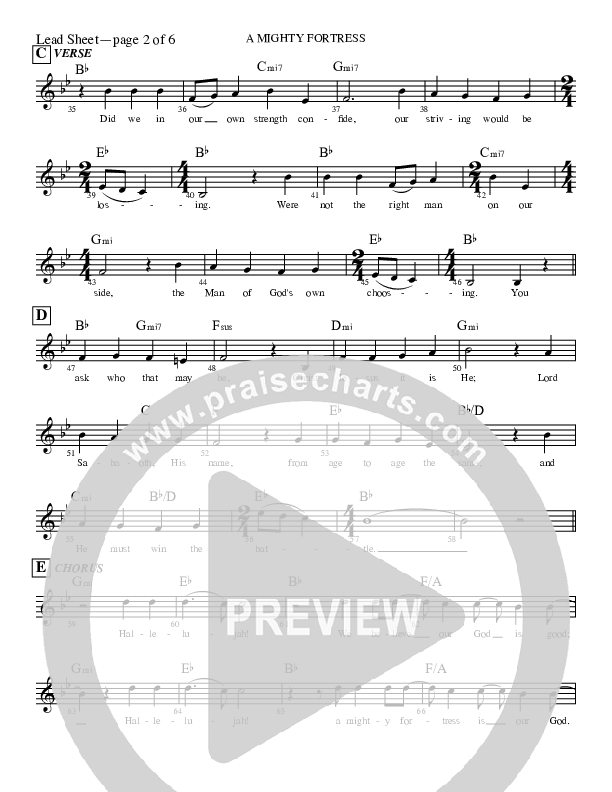 A Mighty Fortress (Our God Is Good) Lead Sheet (Rick Muchow)