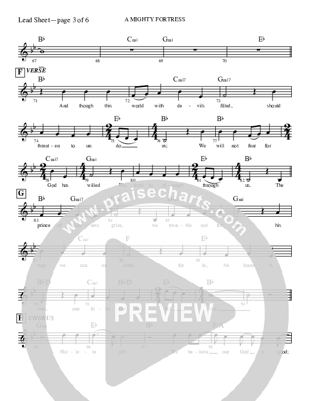 A Mighty Fortress (Our God Is Good) Lead Sheet (Rick Muchow)