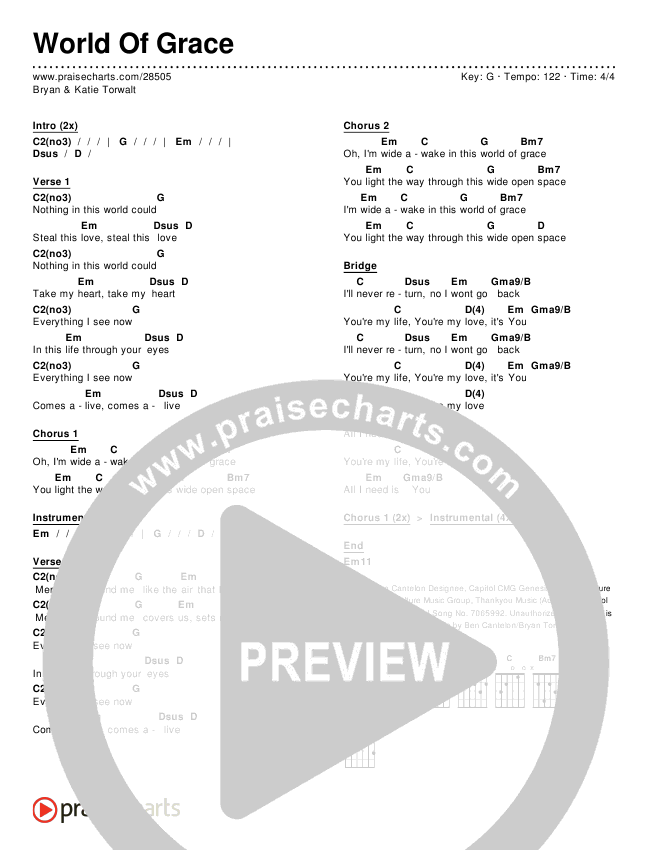 World Of Grace Chords & Lyrics (Bryan & Katie Torwalt)