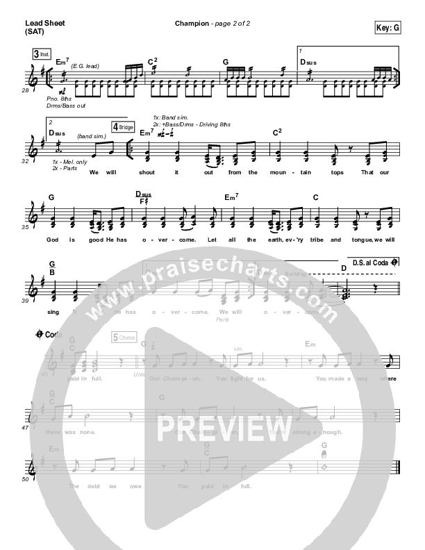 Champion Lead Sheet (SAT) (Bryan & Katie Torwalt)