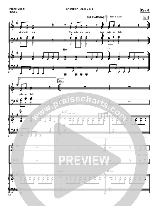 Champion Piano/Vocal (SATB) (Bryan & Katie Torwalt)