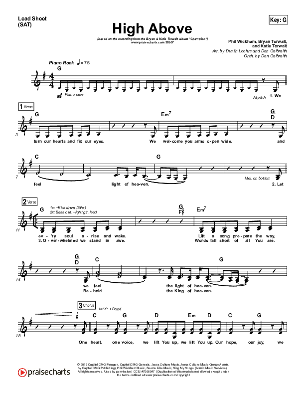 High Above Lead Sheet (SAT) (Bryan & Katie Torwalt)